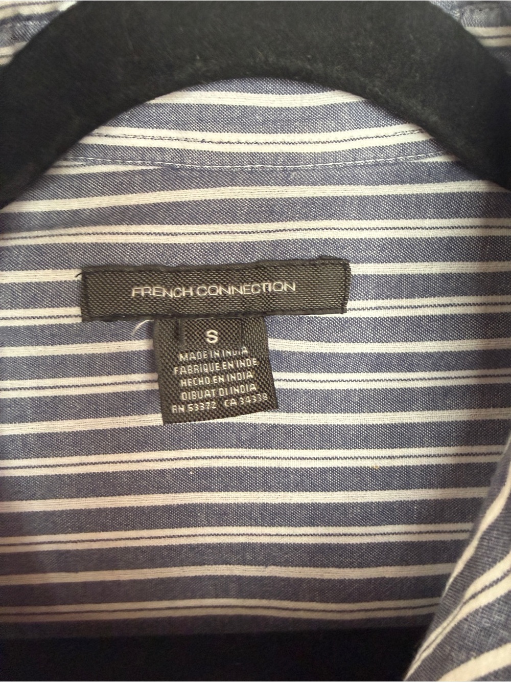 French Connection Women’s Blue and White Dolman-Sleeve Striped Shirt - Picture 5 of 10